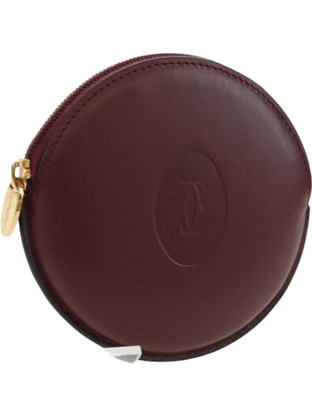 CARTIER Must Line Coin Purse Leather Bordeaux Gold